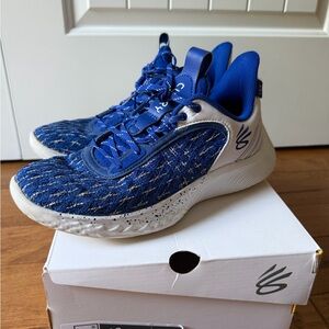 Under Armour Team Curry 9 Royal Blue and White Knit Basketball Shoes